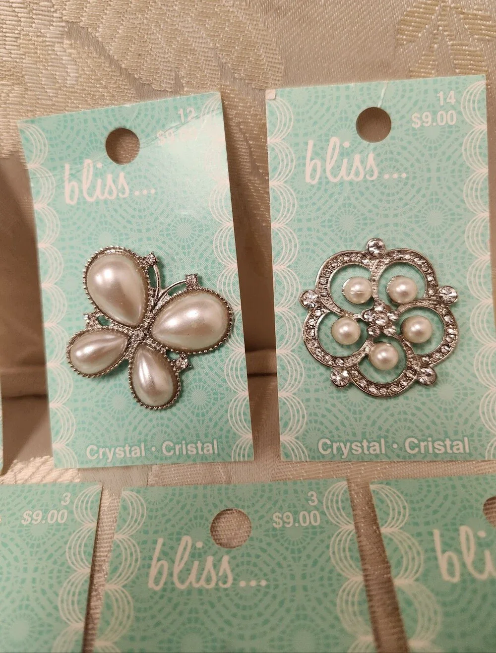 Crystal Buttons LOT of 7 NWT Bliss...
